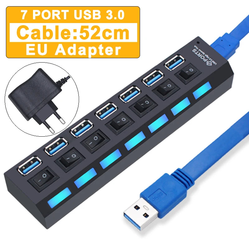 7-Port USB Hub - High Speed USB 3.0