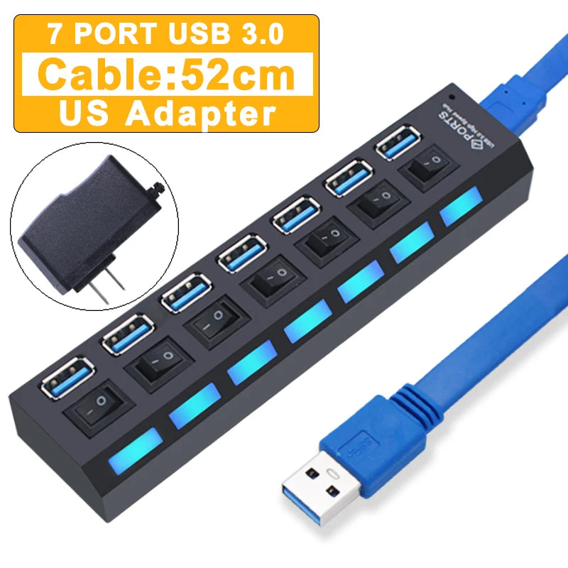 7-Port USB Hub - High Speed USB 3.0