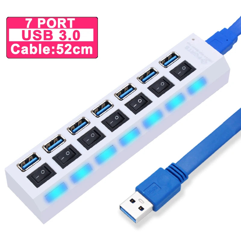 7-Port USB Hub - High Speed USB 3.0