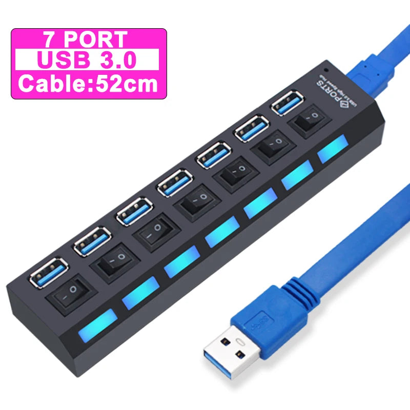 7-Port USB Hub - High Speed USB 3.0