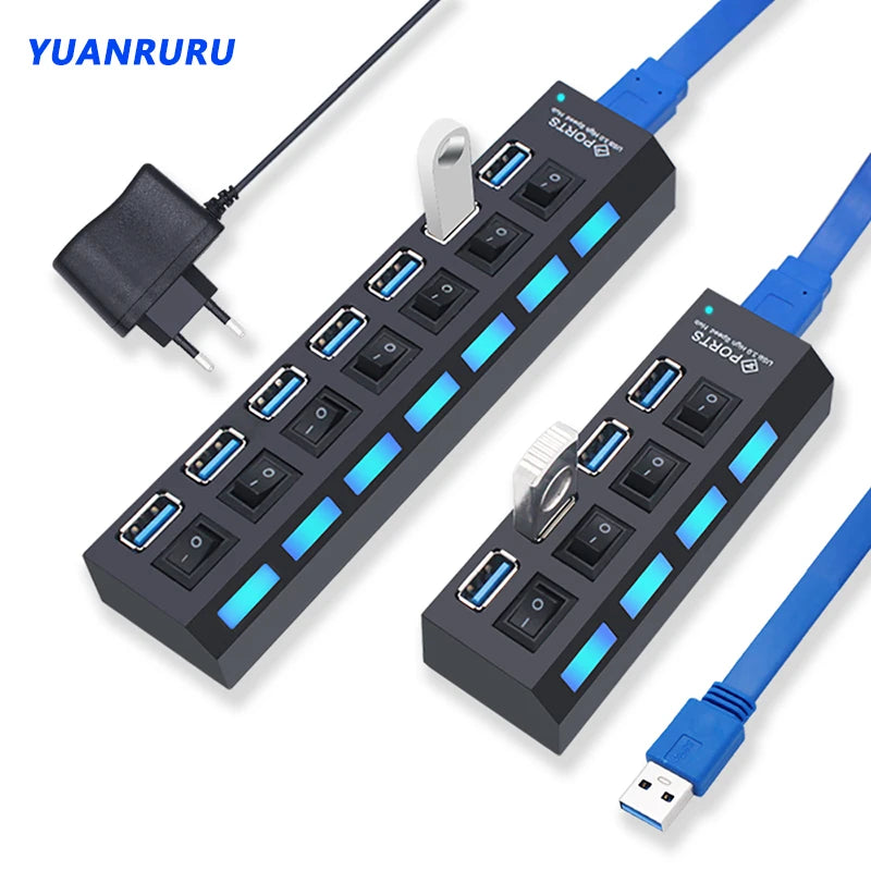 7-Port USB Hub - High Speed USB 3.0